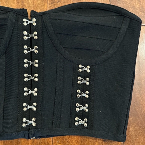 TIC:TOC Black Bandage Corset Bandeau or Strapless Crop Top Sz Medium - Picture 3 of 10